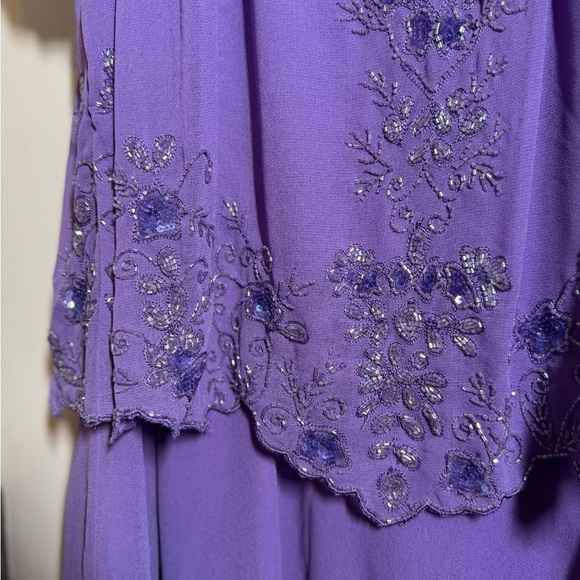 Mother of the bride Roamans Women's Plus Size Purple Beaded Dress Formal Size 32 - Picture 3 of 8